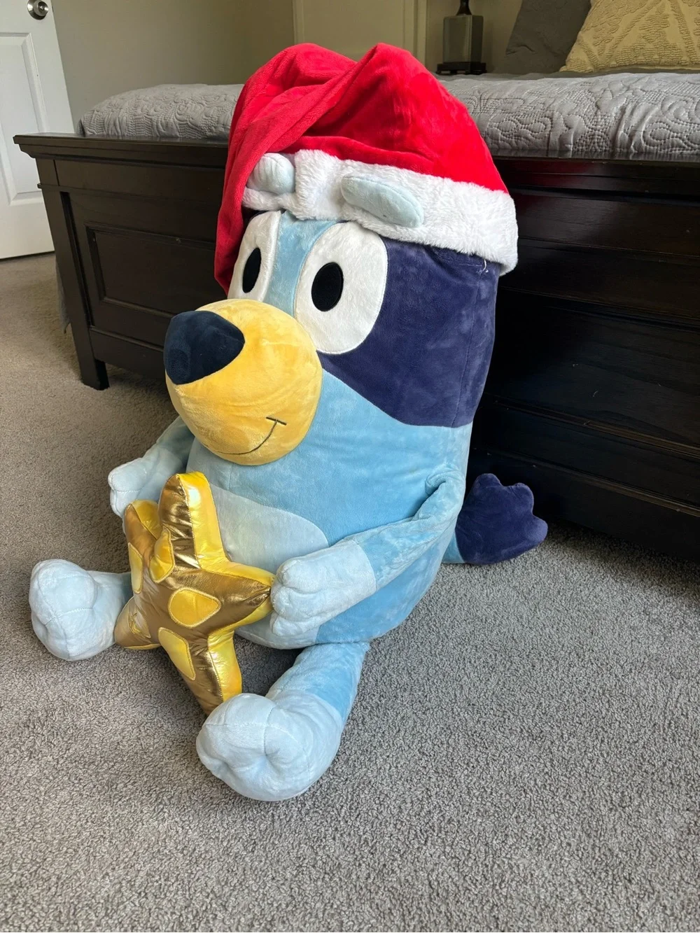 Bluey Santa Extra Large Plush Stuffed Animal for Kids Christmas Holiday